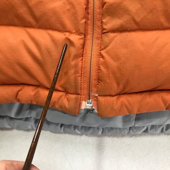 LL Bean mens XL orange grey reversible goose down puffer quilted vest 0BDC7 - Picture 3 of 13